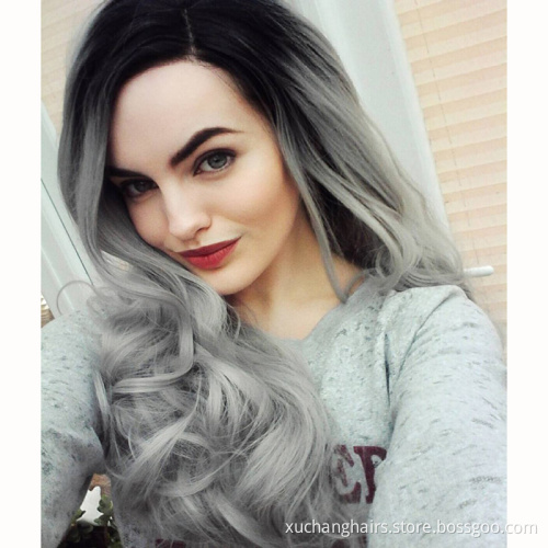 Virgin Hair Extension Brazilian Body Wave Two Tone Ombre 1B/Grey Human Hair Extention